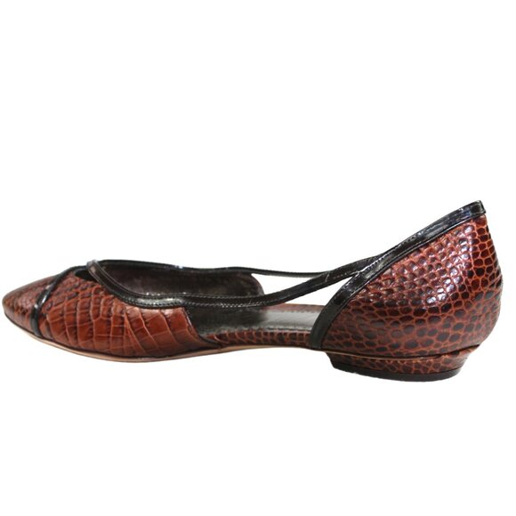 Giorgio Armani Brown Reptile Embossed Slip-On Ballet Flats, Size 36.5  (US 6.5) - Picture 5 of 9